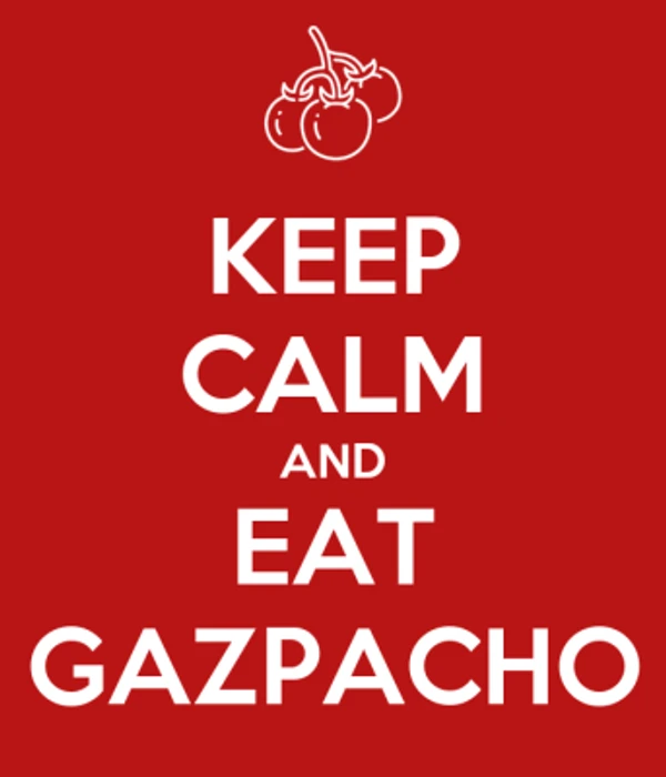 Das Motto für diesen heißen Sommer: Keep calm and eat Gazpacho. (Tomaten-Icon von Flaticon)